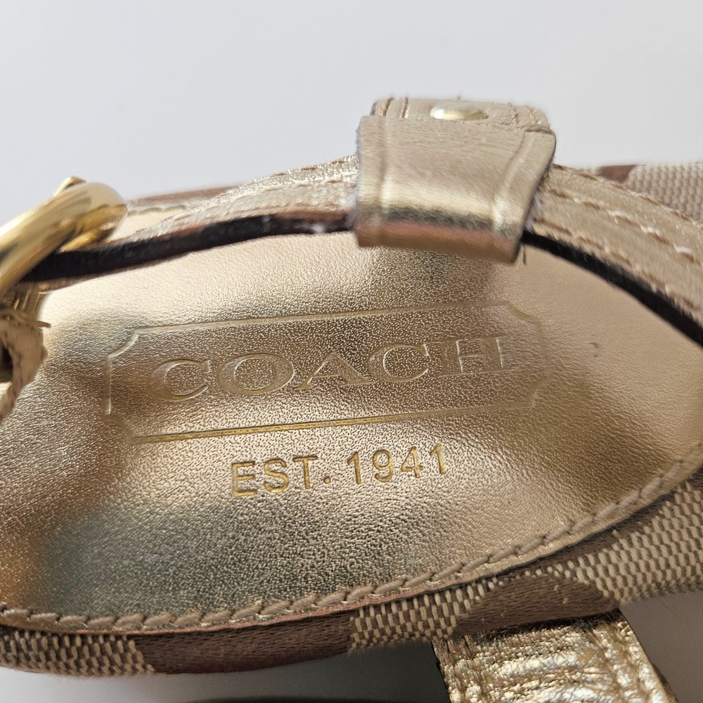 Coach Metallic Gold Sandals • Women’s 7.5 • Classic Logo "C" • Summer Chic - Picture 2 of 9
